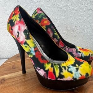 Trash Platform Heels Womens Size 6.5 Floral Print Stiletto Pumps Multi Color
